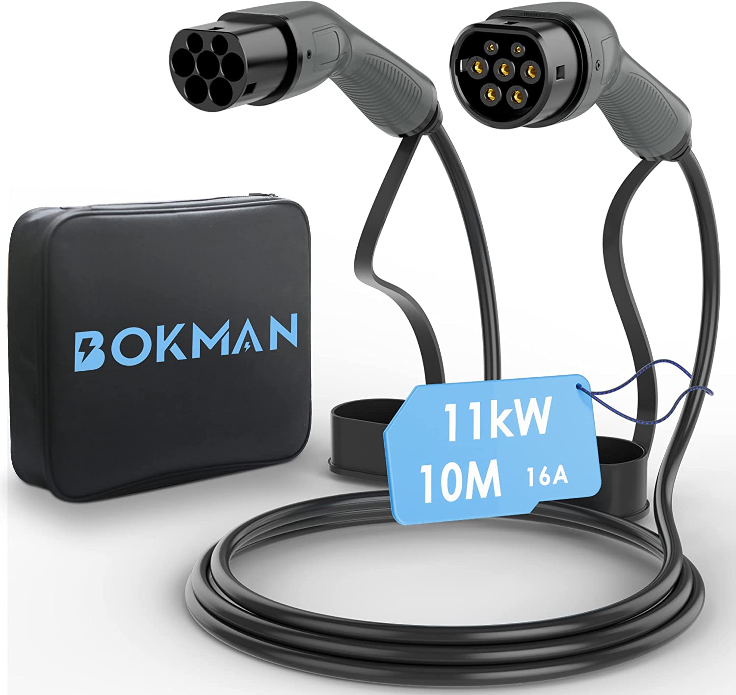 bokman EV Type 2 Charging Cable, Type 2 to Type 2, 7.2kW, 32A