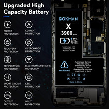 Load image into Gallery viewer, bokman for iPhone X Battery Replacement, High Capacity Li-ion Polymer Battery 3900mAh with All Tool Kits and Adhesive Strips
